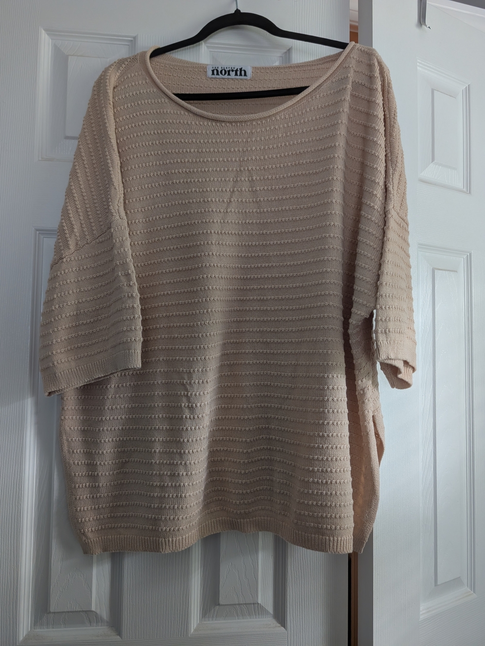 Textured Knit Boxy Sweater - Cream